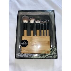 Eco Sanctuary Makeup Brush Set Of 6 & Holder( Bamboo Brush Stand) Black
